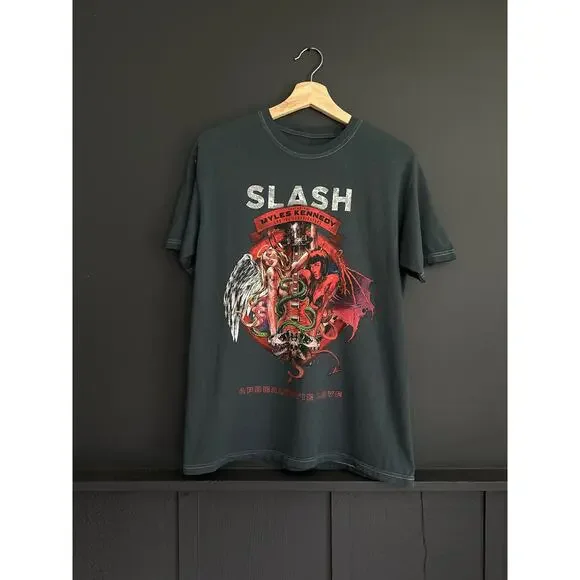 SLASH Guns N Roses Graphic Band Tee Gray NEW Size Small - Picture 1 of 6